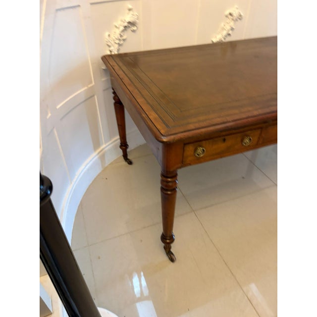 Brown Antique Georgian Mahogany Partners Library Writing Desk with Leather Slide, 1800 For Sale - Image 8 of 18