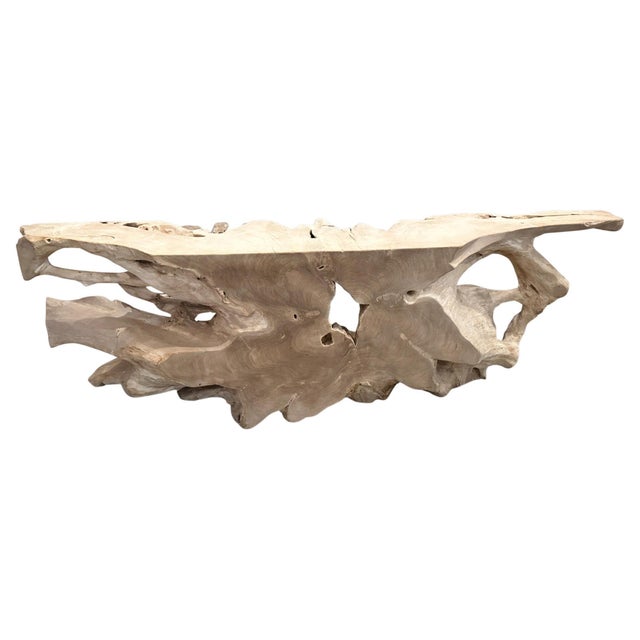 2010s Andrianna Shamaris Monumental Bleached Teak Wood Console Table For Sale - Image 5 of 18