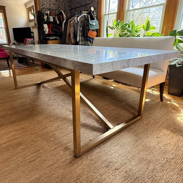 Contemporary Rh 96” Torano Marble Dining Table For Sale - Image 3 of 8