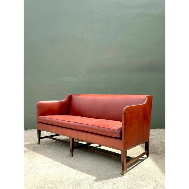 Saybolt Cleland Inc. Vintage Saybolt and Cleland Nailhead Trim Leather Sofa For Sale - Image 4 of 12