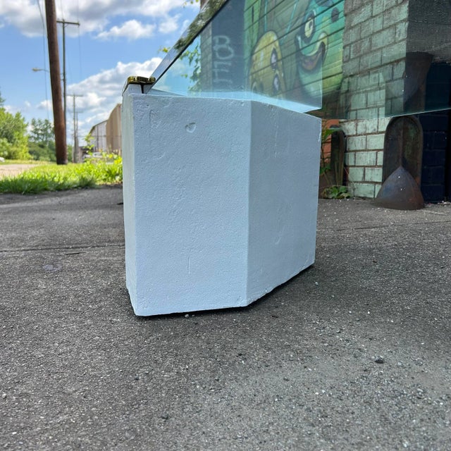1980s Plaster Brass and Glass Coffee Table For Sale - Image 10 of 12