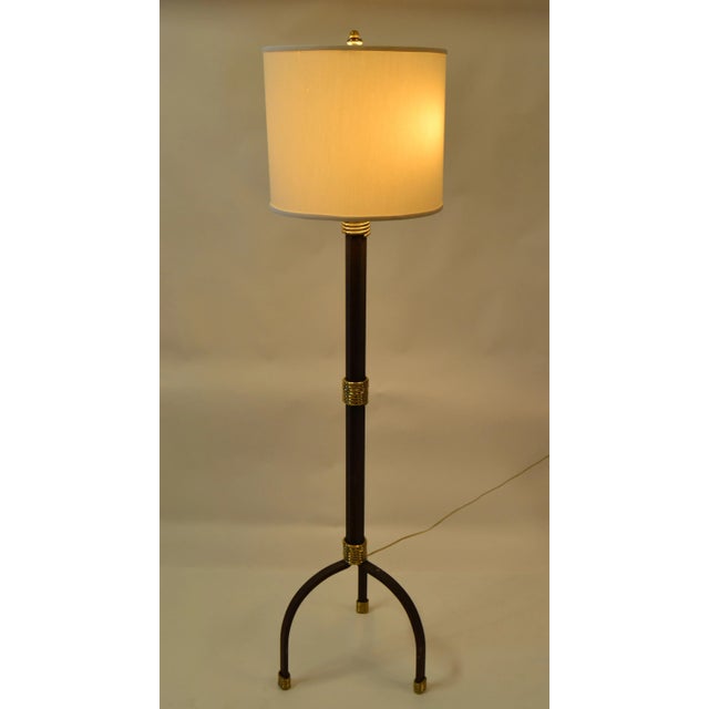 Mid-Century Modern 1970s Tripod Base Floor Lamp Brass Handcrafted Cast Iron For Sale - Image 3 of 13