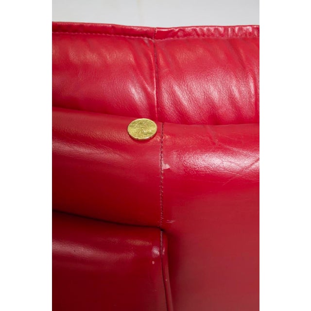 Vintage Leather Lounge Chair by Nicoletti Salotti, Italy, 1980 For Sale - Image 9 of 13