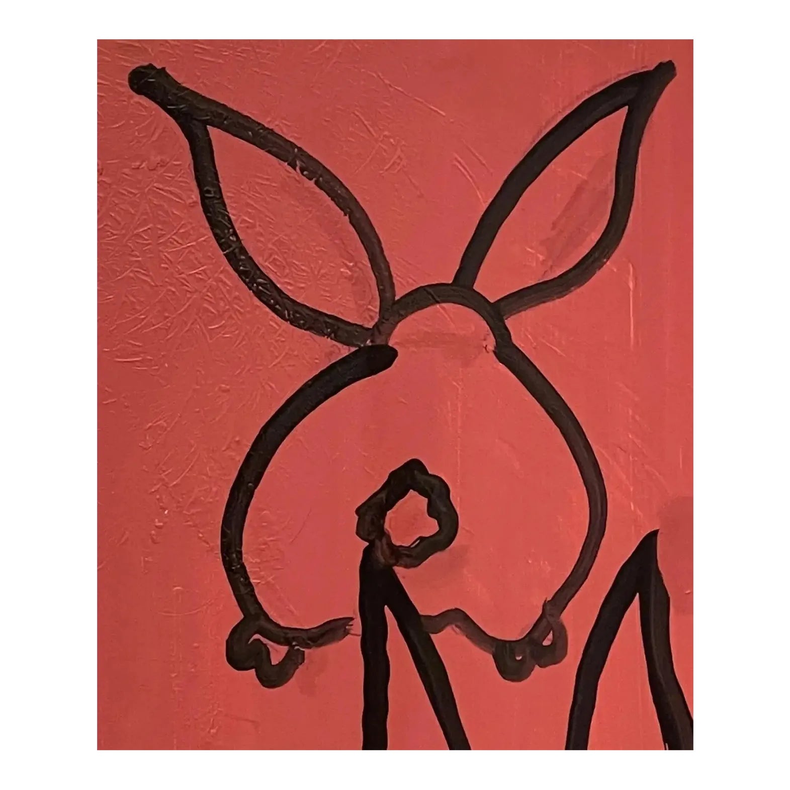 Late 20th Century Modern Portrait of Three Rabbits | Chairish