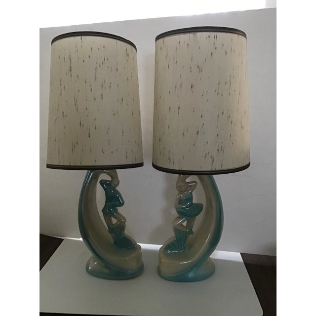Mid 20th Century Ballerina Ceramic Boudoir Lamp - a Pair For Sale - Image 11 of 12