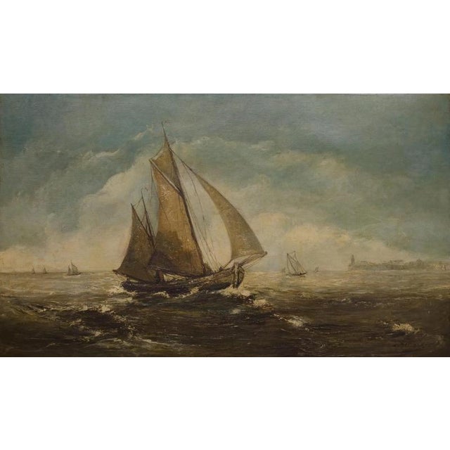 2000 - 2009 Gustave Helinck, Sailing Ships, 1880s, Oil on Wood Panel For Sale - Image 5 of 5