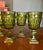 1960s 1960s Mid-Century Modern Avocado Green Diamond Point Goblets – Elegant Set of 6 For Sale - Image 5 of 14