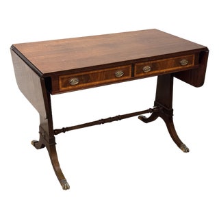 Regency Style Mahogany Drop-Leaf Desk, Vintage For Sale
