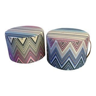Pair of Missoni Home Cylinder Poufs For Sale