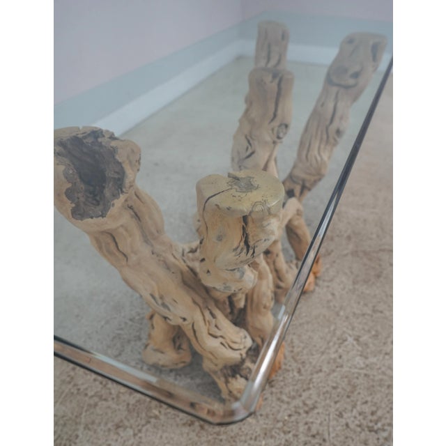 Brown Modern Design Driftwood Base Console Hall Table For Sale - Image 8 of 13