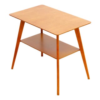 1950s Mid Century Light Oak Side Table For Sale