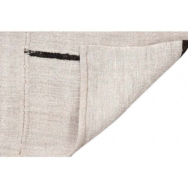 Mid 20th Century Mid 20th Century Mid 20th Century Black & White Vintage Hemp Rug For Sale - Image 5 of 7