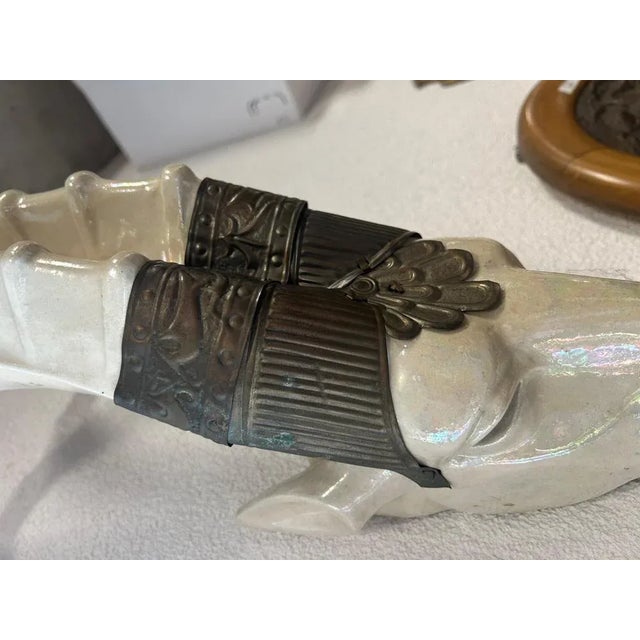 Ceramic Art Deco Capricorn Wall Lamp, 1930s For Sale - Image 7 of 8