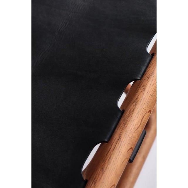 Danish Modern Gold Hill Stool in Oak and Black Leather attributed to Poul Hundevad, 1960 For Sale - Image 13 of 17