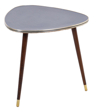 Vintage Kidney-Shaped Side Table Black Decorated Tabletop, 1950s