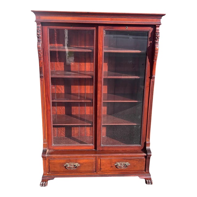 Lion Bookcase Antique Mahogany For Sale