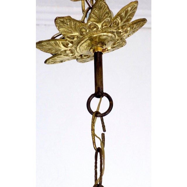 Brass and Porcelain 5-Light Chandelier by Peris Andreu, 1940s For Sale - Image 11 of 16