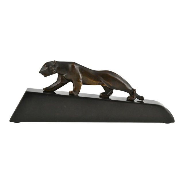 1920s Art Deco Panther Sculpture, 1925, Bronze on Marble Base For Sale - Image 5 of 12