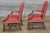 Late 20th Century Pair of Baker Furniture Mahogany Open Arm Chairs Chippendale Style Red Moire Fabric For Sale - Image 9 of 11