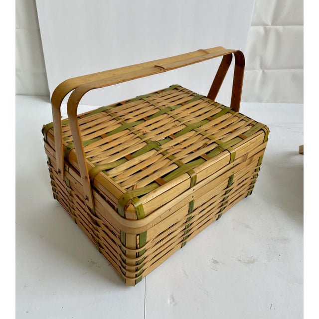Wood Picnic Baskets - Set of Three For Sale - Image 7 of 9