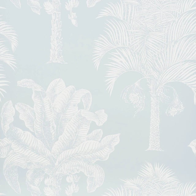 Sample - Schumacher Grand Palms Wallpaper in Mineral For Sale
