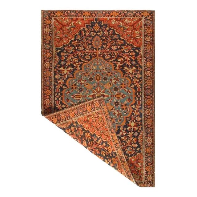 Traditional Late 19th Century Antique Persian Sarouk Farahan Rug - 4′5″ × 6′9″ For Sale - Image 3 of 3