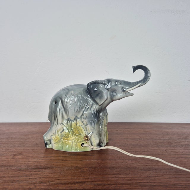 1950s Mid-Century Porcelain Elephant Table Lamp, 1950s For Sale - Image 5 of 13