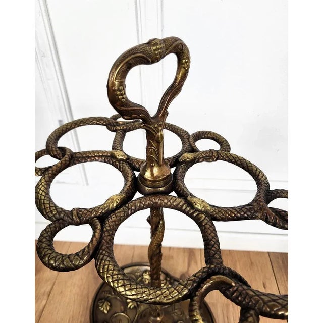 Antique Italian Gilt Cast Iron Sculpture Umbrella Stand, 1940s For Sale - Image 3 of 8