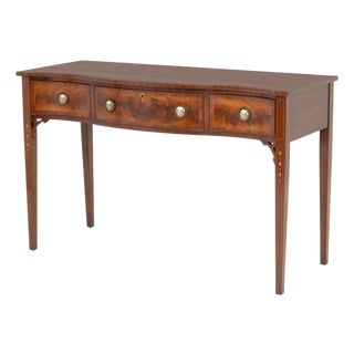 Sheraton Style Flame Mahogany Serpentine Table For Sale