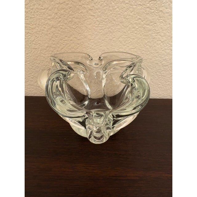 1960s Murano Clear Ruffled Tringle Candy Dish Sculpture For Sale - Image 9 of 9