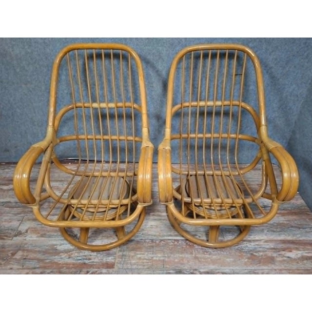 Rattan Swivel Armchairs, 1970s, Set of 2 For Sale - Image 9 of 9