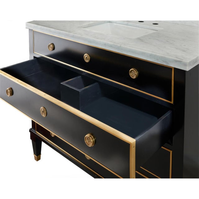 Neoclassical Style Black Marble Top Vanity For Sale - Image 4 of 6