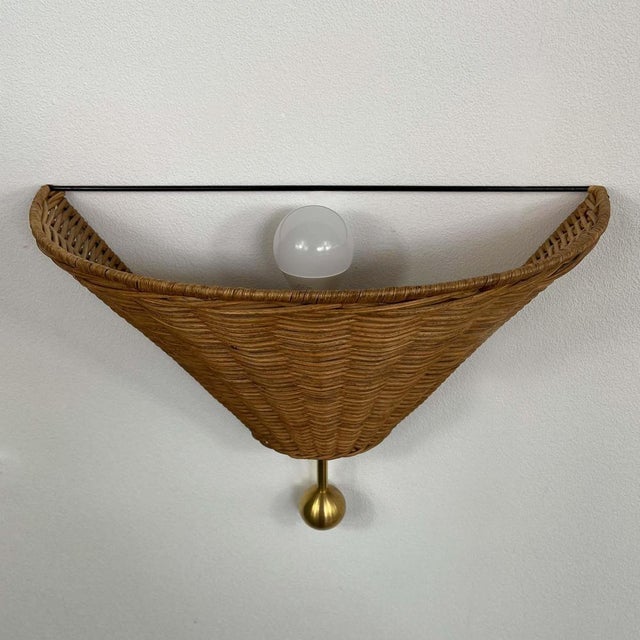Mid-Century Rattan and Brass Wall Lights, Austria, 1960s, Set of 2 For Sale - Image 11 of 17