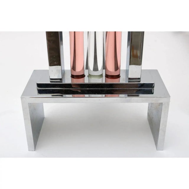 Andirons French Art Deco Chrome & Glass For Sale - Image 4 of 12