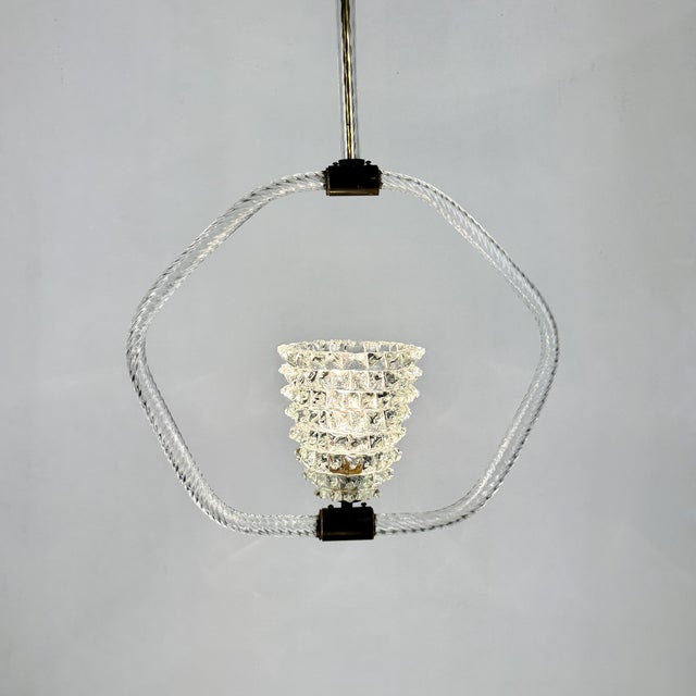 1940s Murano Rostrato Glass Pendant Lamp from Barovier & Toso, 1940s For Sale - Image 5 of 14
