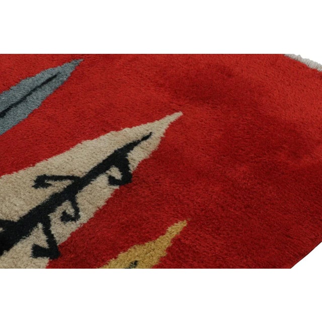 1960s Vintage Zeki Müren Art Deco Rug, With Big Colorful Leaves, From Rug & Kilim For Sale - Image 5 of 7