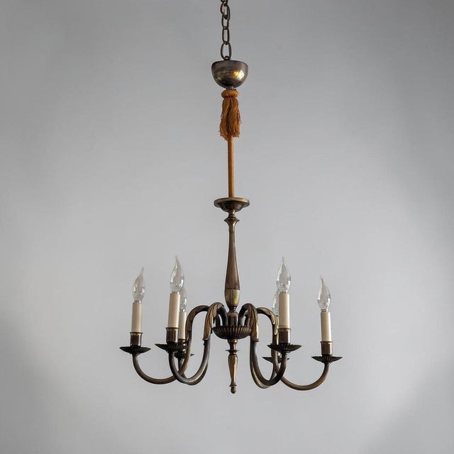 Mid-Century Modern Large Vintage Six-Arm Chandelier by Paavo Tynell, 1930s For Sale - Image 3 of 14