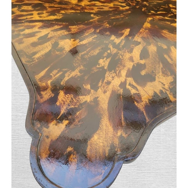 Vintage Minton Spidell Newly Hand-Painted Faux Tortoiseshell Scalloped Game Table For Sale - Image 9 of 13