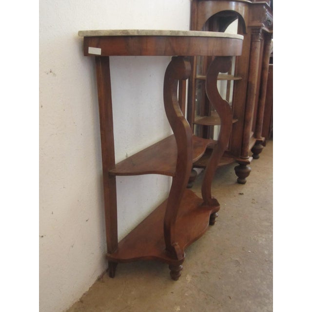 Beige Walnut Console with Marble Top, 1980s For Sale - Image 8 of 14