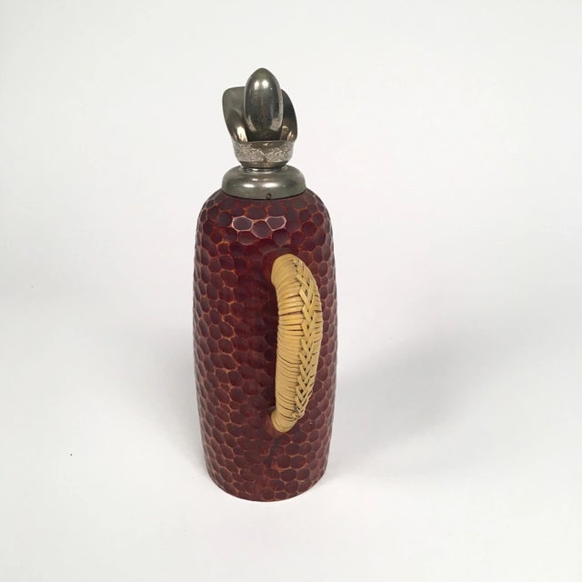 Wood, Chrome & Wicker Thermos Decanter by Aldo Tura for Macabo Milano, Italy For Sale - Image 3 of 6