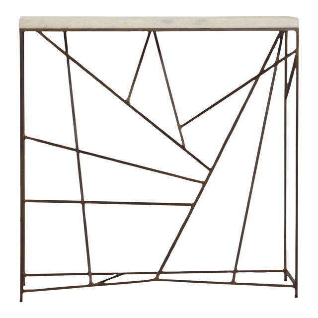Modern Iron Marble Console For Sale