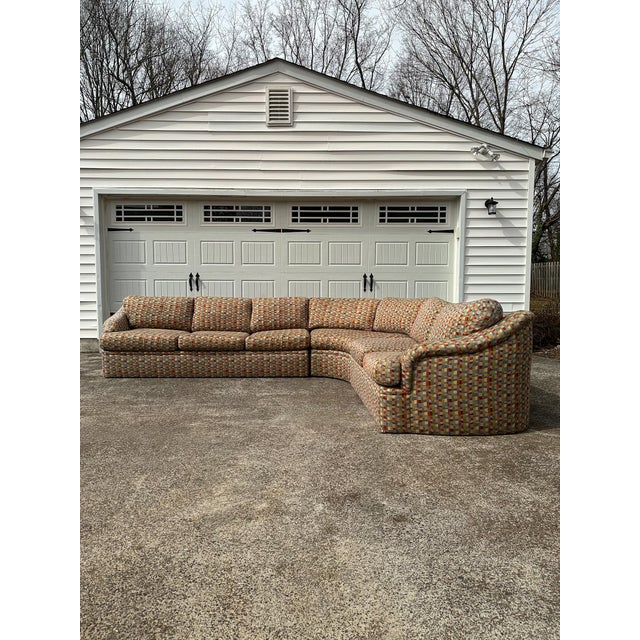 Postmodern Vintage Thayer Coggin Sectional Sofa With Geometric Upholstery For Sale - Image 3 of 18