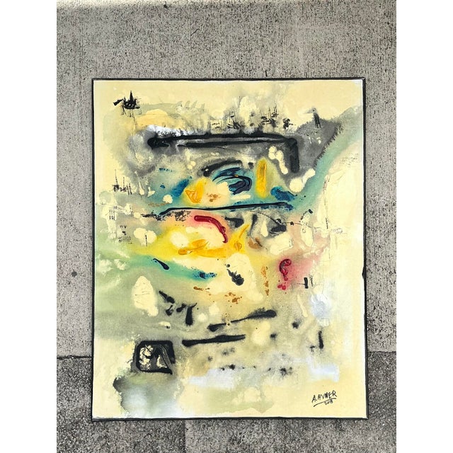This striking original painting by artist A. Avner is a masterful exploration of contemporary abstract expressionism....