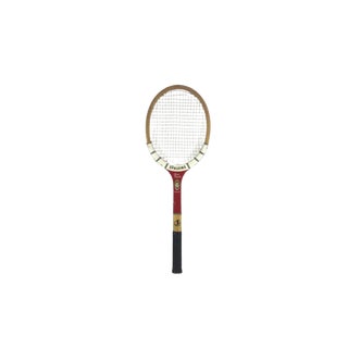 1940’s-50’s Pancho Gonzalez Spalding Vintage Wooden Tennis Racket Signature for Designer Decorating Wood Racquet Beach House For Sale