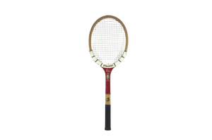 1940’s-50’s Pancho Gonzalez Spalding Vintage Wooden Tennis Racket Signature for Designer Decorating Wood Racquet Beach House