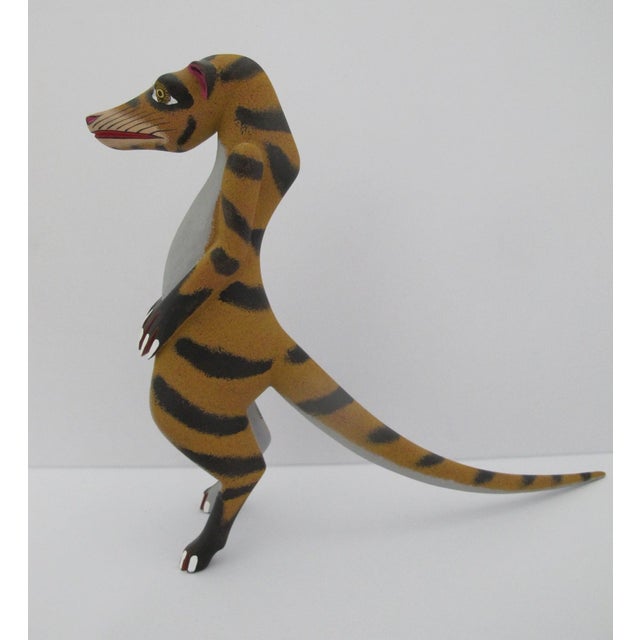 Late 20th Century Alebrije Carved Wood MeerKat Tiger Hybrid Animal Oaxaca Mexico Folk Art Figurine For Sale - Image 5 of 12