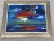 California Sunset - Blue, Red & Yellow Modern Abstract Landscape Seascape Painting art on thick washi paper mounted behind...