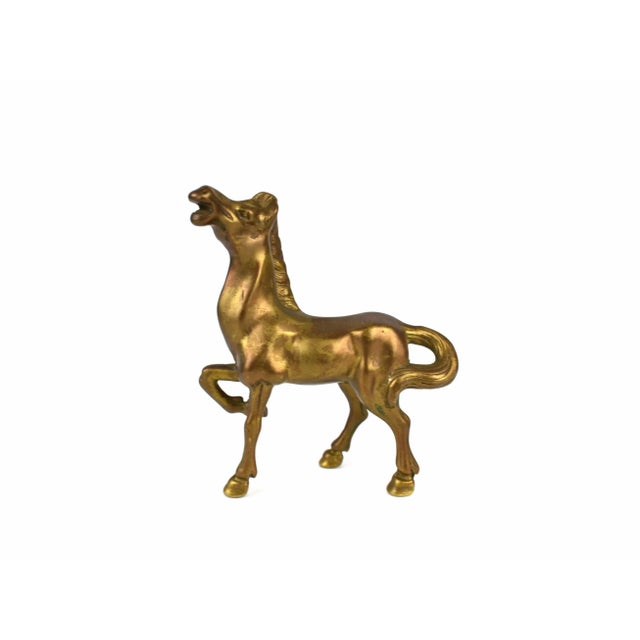 Mid 20th Century Mid 20th Century Solid Gold Brass Horse Figurine For Sale - Image 5 of 5