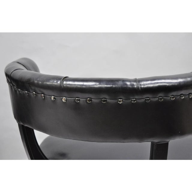 Vintage Mid Century Modern Low Black Barrel Back Lounge Club Chairs - A Pair For Sale - Image 16 of 18