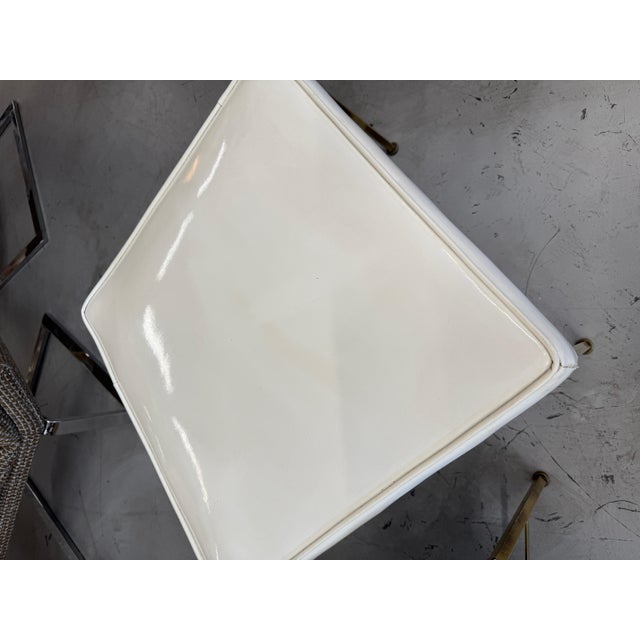1950s Paul McCobb for Calvin X Base Brass Stools w/ Original Upholstery For Sale - Image 15 of 16